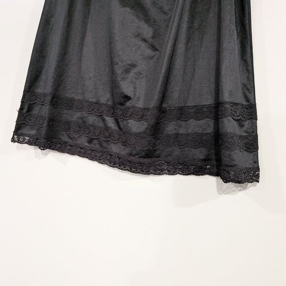 Pink Lady Elastic Waist Slip with Lace Trim Black VINTAGE Size Large - Picture 2 of 3
